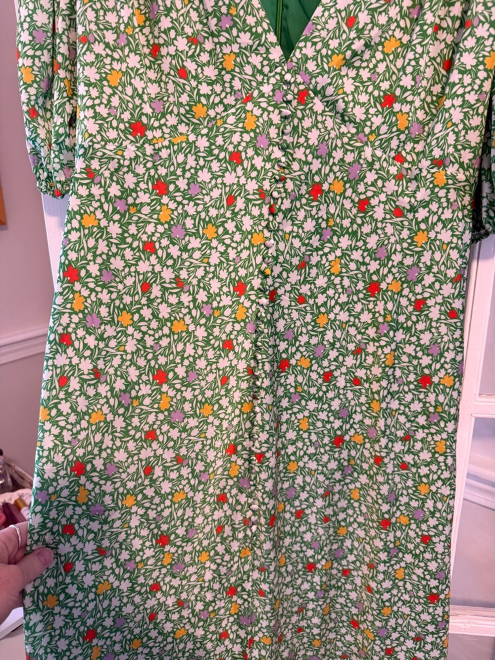 Alexia Admor Lorlei Green Floral V-Neck Midi Dress - Picture 5 of 7